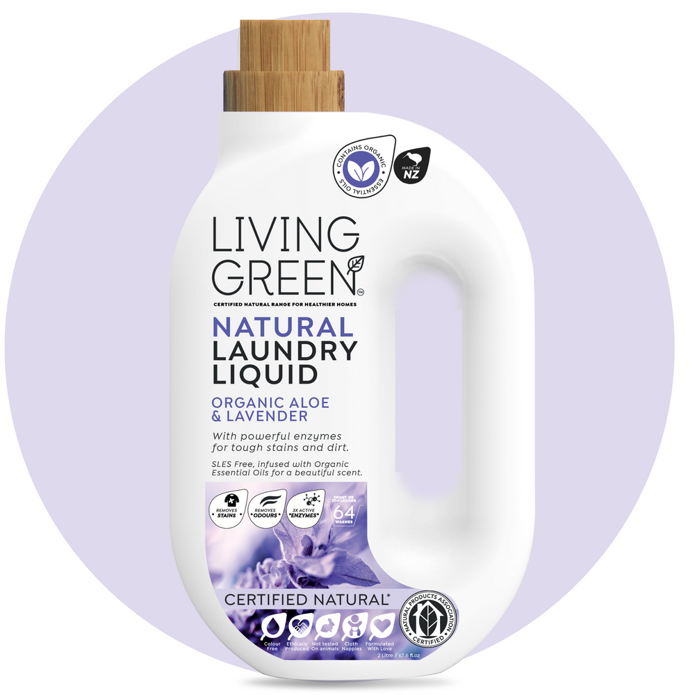 Certified Natural Laundry Liquid with Organic Aloe Vera and Lavender Essential Oil. Effective and powerful, with natural enzymes designed to leave your clothes fresh and clean. While being gentle on clothes and skin. Certified Organic essential oils Made from non-toxic plant and mineral biodegradable ingredients. Greywater and septic tank safe. No added dyes or harsh synthetic chemicals