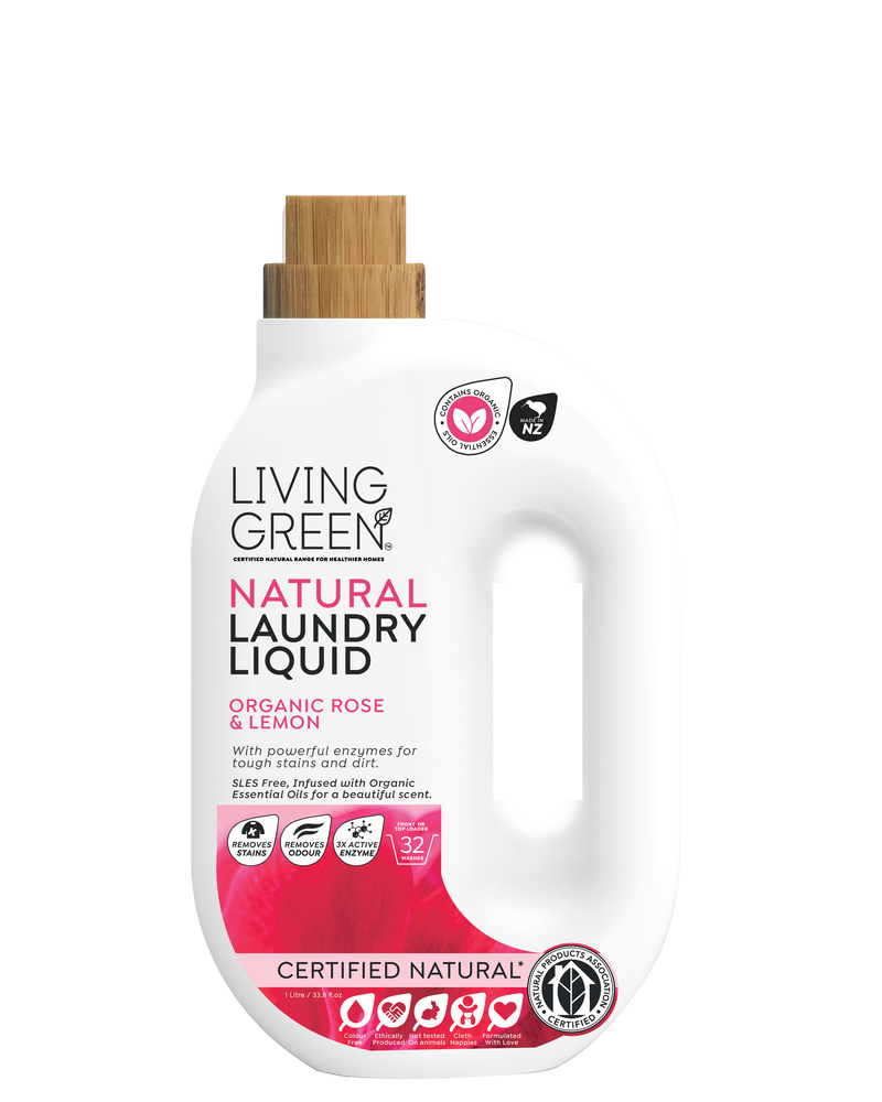 Living Green Certified Natural Laundry Liquid, Organic Rose & Lemon, 1L